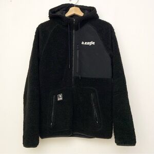 American Eagle Black Fleece Hooded Jacket